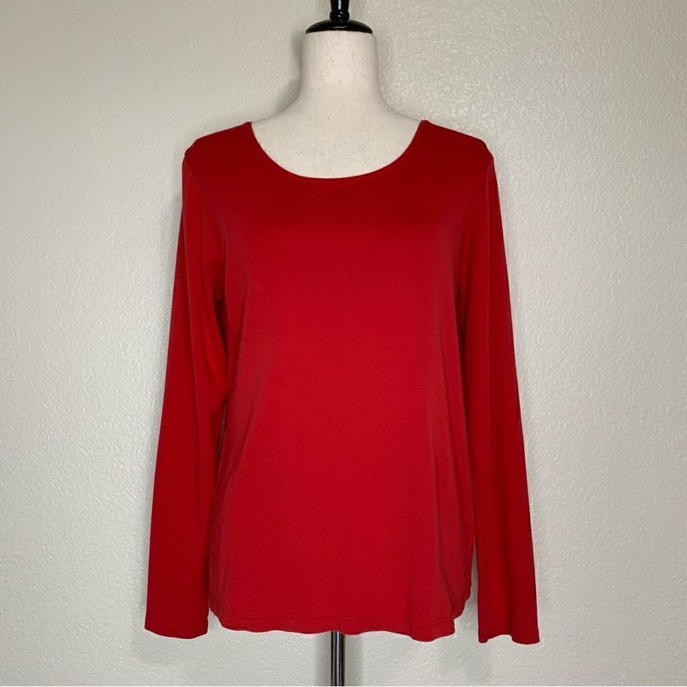 J. Jill Perfect Pima Cotton Red Long Sleeves Top